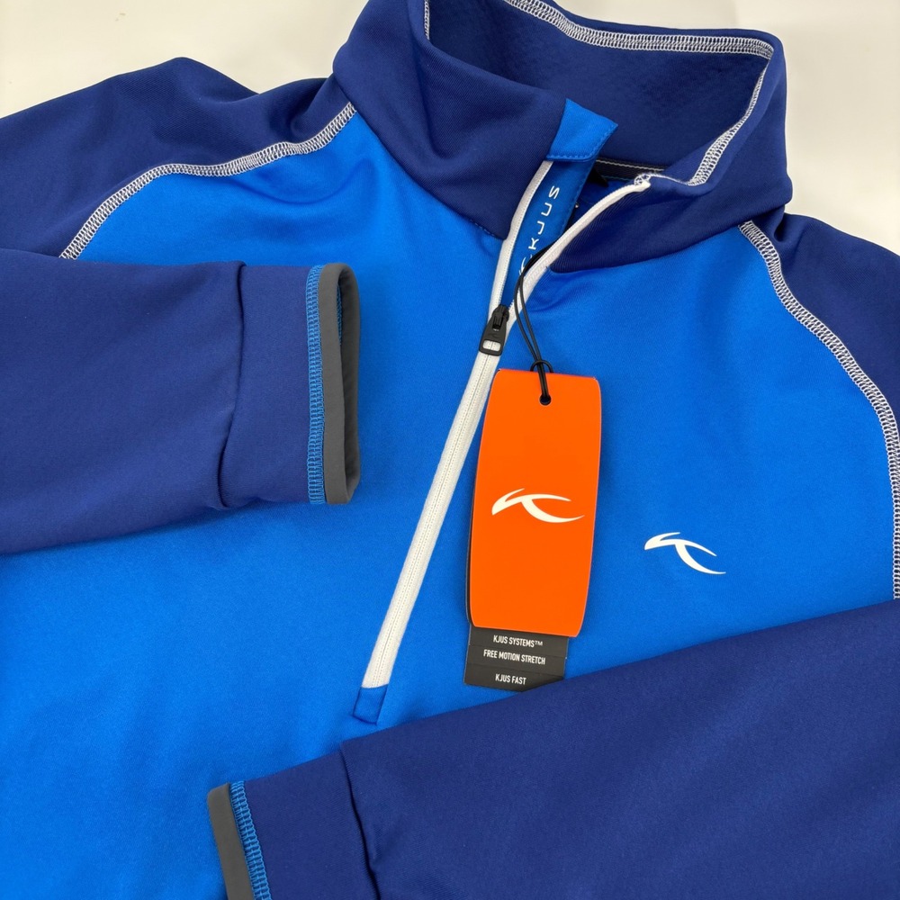KJUS Denholm Halfzip Men Size 52/L Blue NWT MG25-501Stretch Pullover Golf Alpine